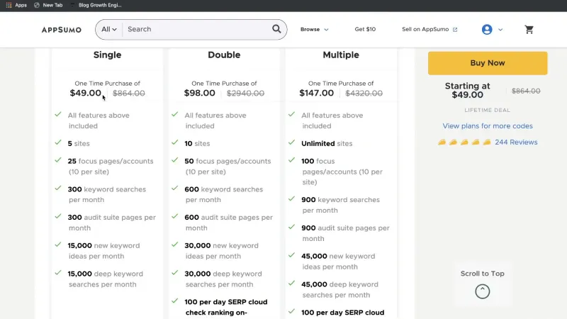 Pricing details for Squirrly SEO